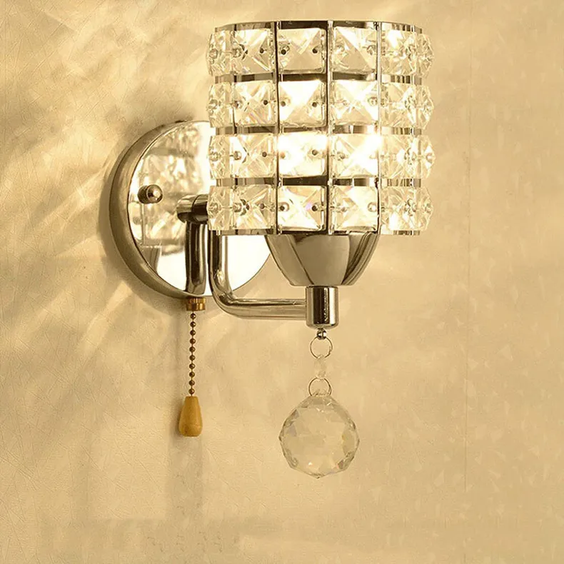 Lampes murales en cristal décoratives appliques murales en cristal simples pour chambre chevet salon éclairage mural en cristal or/argent