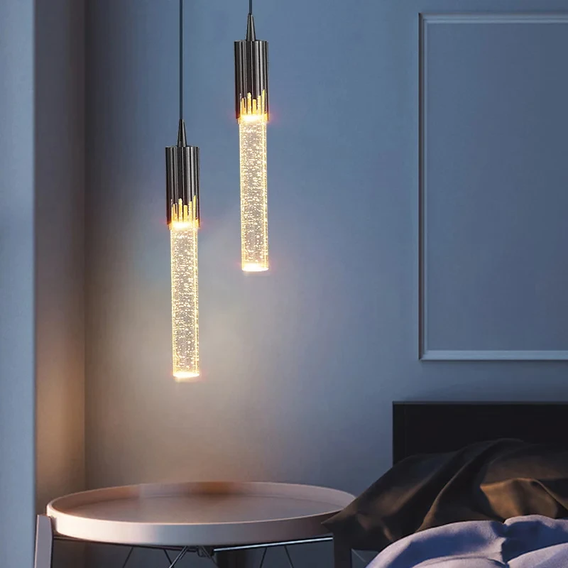 Lampes suspendues en cristal nordique LED plafonnier chevet éclairage suspendu pour salon cuisine chambre plafond décor à la maison